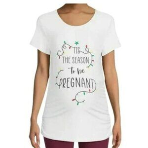 NWT White Red Green Holiday Christmas Cotton Maternity Baby Tee T-Shirt XXL 2X